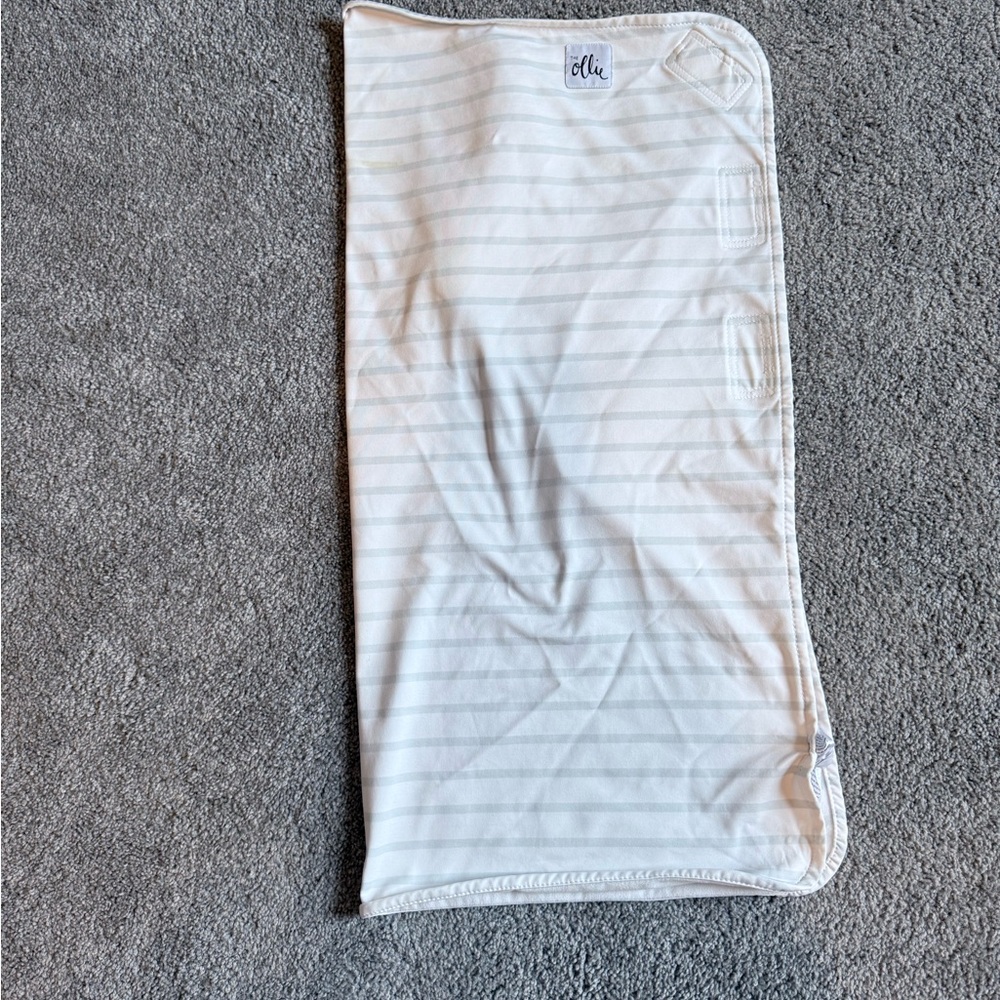 Ollie white and grey strip swaddle